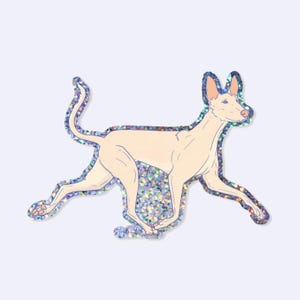 Sticker "happy doggo II" -  Hunde Aufkleber - lustiger Podenco Sticker - Podi Sticker - glitzernd - S-KS-G-102