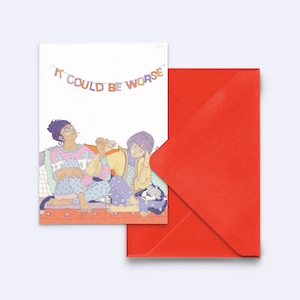 Postkarte "could be worse", neu - feministische Karte - LGBTQIA Postkarte - Karte Freundschaft - mit rotem Umschlag - PK-A6-105