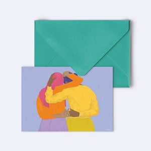 Grußkarte "together we rise" - Karte Freundschaft - Postkarte Solidarität - Feminismus Illustration - mit grünem Umschlag - PK-A6-150