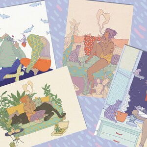 Grußkarten Set "grrl power & selfcare" - feministische Postkarten - self-care Kartenset - Freundschaft Karten - 4 Karten - PK-S-A6-102