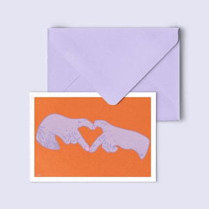 Grußkarte "self love club" - feministische Postkarte - selbstliebe Karte - Kunst Feminismus - mit fliederfarbenem Umschlag - PK-A6-141