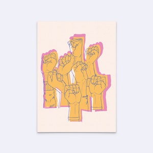 Kunstdruck "solidarity" - Plakat Zusammen kämpfen - Poster Solidarität - Faust Illustration - Feminismus Druck - solidarisch -D-A5/A4/A3-134