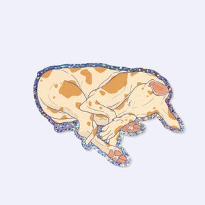 Sticker "sleepy doggo" -  Hunde Aufkleber - süßer Podenco Sticker - Podi Sticker - glitzernd - S-KS-G-103
