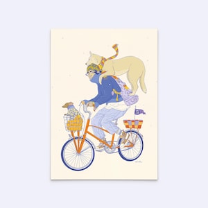 Kunstdruck "crew love" - Fahrrad Poster - Hunde Illustration - Plakat Freundschaft - antifascist bike crew - Feminismus - D-A5/A4/A3-153