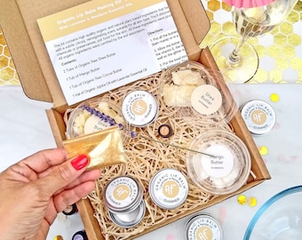 Personalised Sparkly Organic and Vegan Lip Balm Making Kit Party Box With Essential Oils