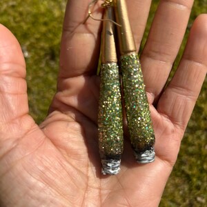 Sweetchibababy green glitter cone dangle cannabis marijuana stoner 420 dope smoker raw image 7