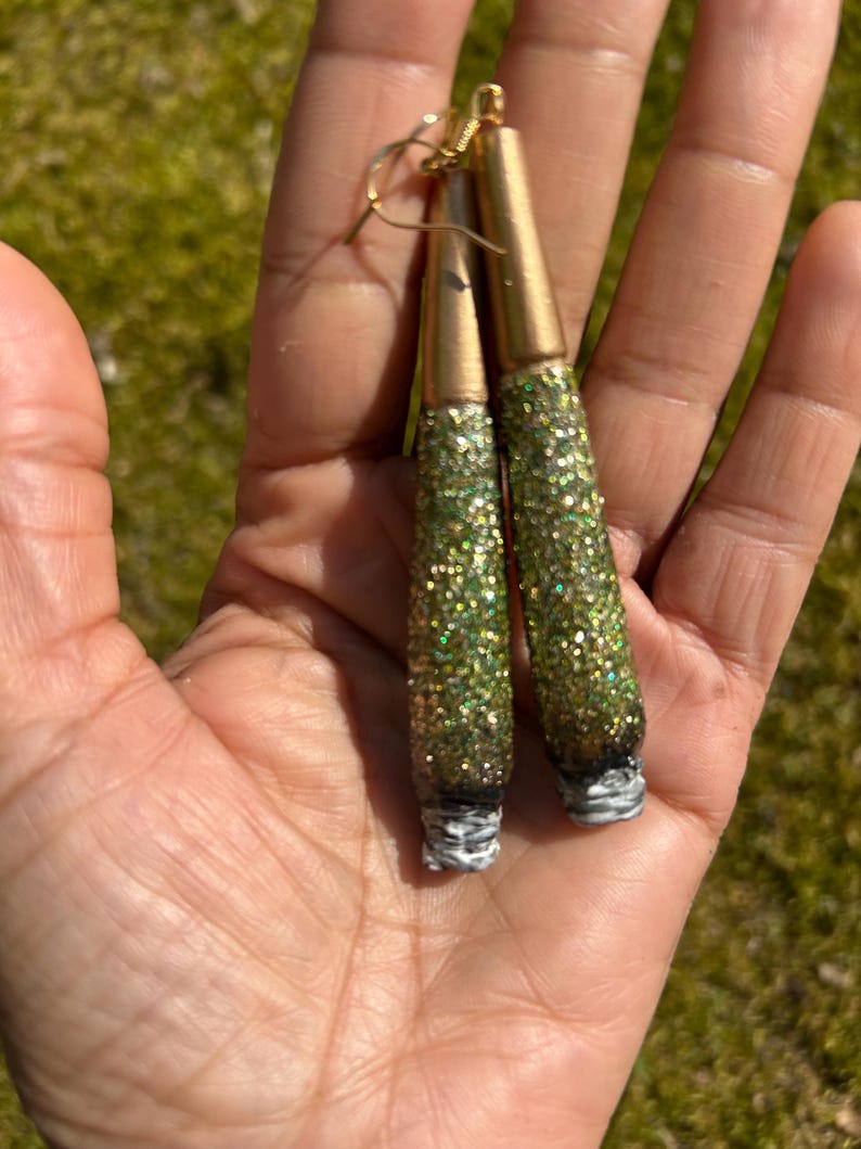 Sweetchibababy green glitter cone dangle cannabis marijuana stoner 420 dope smoker raw image 7