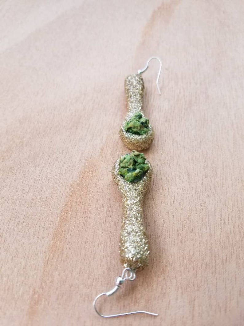 Gold Glitter Pipe Bong Bowl Marijuana Jewelry Cannabis Joint Etsy