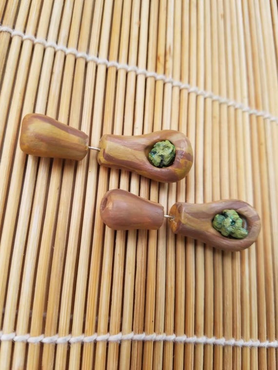Wooden faux gauge marijuana pipe bowl weed jewelry cannabis Etsy