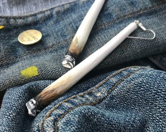 Weed earrings marijuana stoner gifts smoking pot ganja joint cigarette smoke 420 ashes hippie bohemian spliff