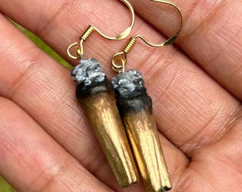 Gold metallic painted joints sweetchibababy marijuana jewelry stoner cannabis 420 wearable art handmade