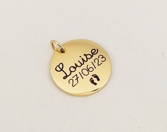 Pendentif personnalisé, médaille personnalisée, médaillon personnalisé, médaille gravée,  médaille à graver, pendentif gravé pastille