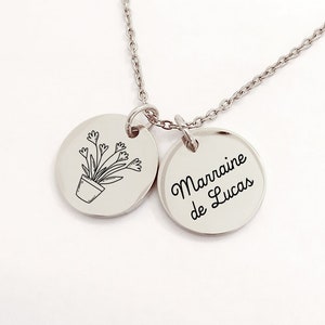 Cadeau Maman Fête des mères, Collier personnalisé, collier fleurs, cadeau personnalisé, collier gravé, Collier personnalisé mère image 2