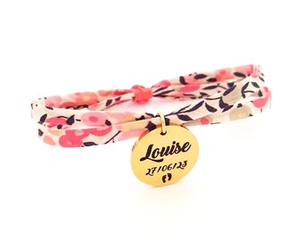 Bracelet personnalisé liberty médaillon gravé femme ou enfant, Cadeau personnalisé pour Maman, Bijou maman, Fête des mères