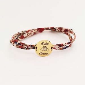 Cadeau personnalisé pour Maman, Bijou maman, Fête des mères, Bracelet liberty gravé personnalisé femme enfant cordon tissu liberty wiltshire image 9