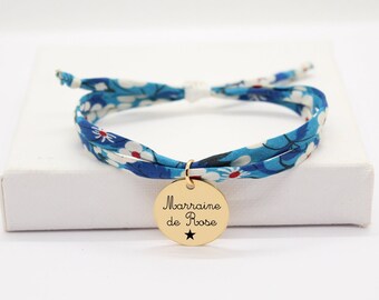 Bracelet Personnalisé Cordon Liberty mitsi, bracelet liberty gravé pour maman ou enfant, Bijou personnalisé, Cadeau naissance personnalisé