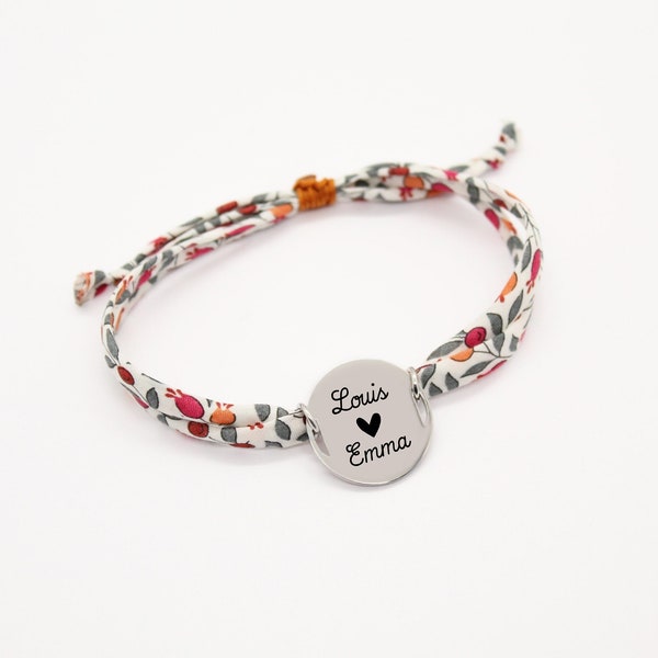 Bracelet Personnalisé Cordon Liberty, bracelet liberty gravé pour maman ou enfant, Bijou personnalisé, Cadeau de naissance personnalisé