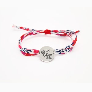 Cadeau personnalisé pour Maman, Bijou maman, Fête des mères, Bracelet liberty gravé personnalisé femme enfant cordon tissu liberty wiltshire image 7