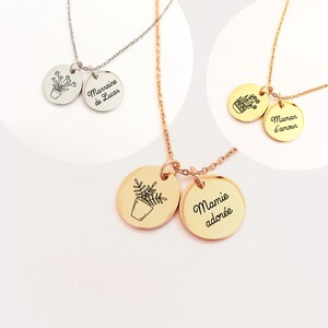 Cadeau Maman Fête des mères, Collier personnalisé, collier fleurs, cadeau personnalisé, collier gravé, Collier personnalisé mère image 5