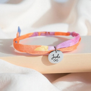 Bracelet liberty femme enfant, bracelet liberty gravé, bracelet médaille cordon Liberty, bijou personnalisé, Cadeau personnalisé fête mères