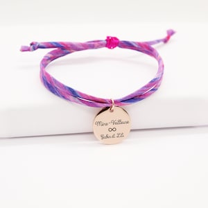 Cadeau personnalisé pour Maman, Bijou maman, Fête des mères, Bijou Bracelet Personnalisé Cordon Liberty gravé pour maman ou enfant