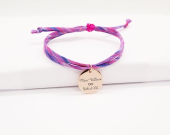 Cadeau personnalisé pour Maman, Bijou maman, Fête des mères, Bijou Bracelet Personnalisé Cordon Liberty gravé pour maman ou enfant