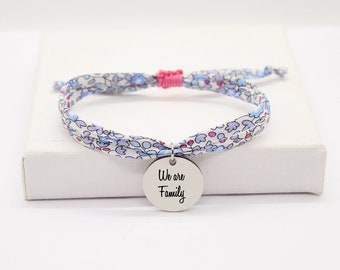 Bracelet Personnalisé Cordon Liberty eloise, bracelet liberty gravé pour maman enfant, Bijou personnalisé, Cadeau naissance personnalisé