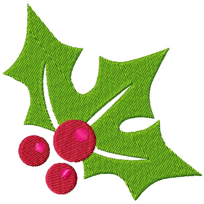 Christmas Holly Leaf Embroidery Designs 2 Sizes Included Etsy