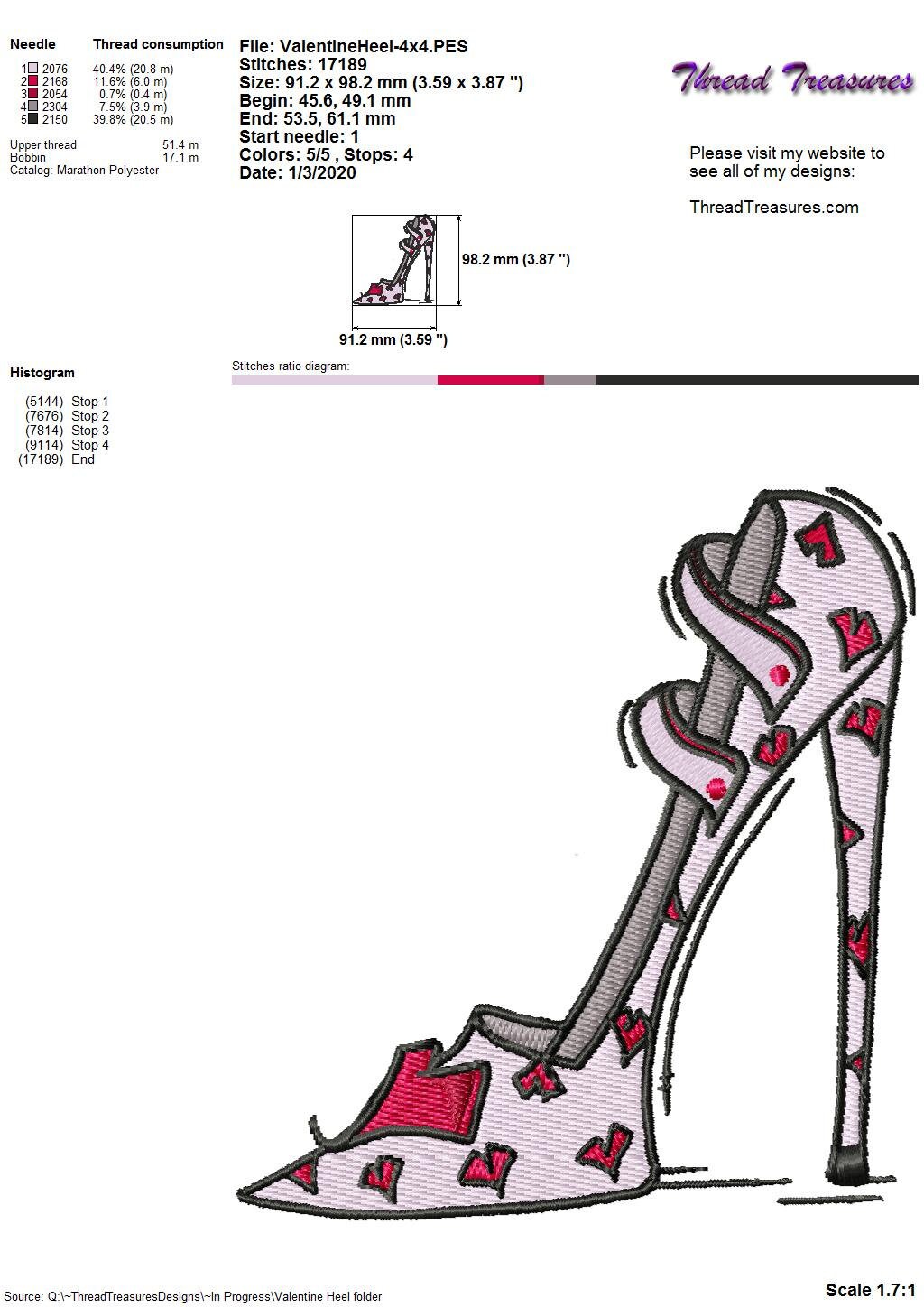 Shoe Embroidery Design Valentine Embroidery Design 2 sizes Etsy