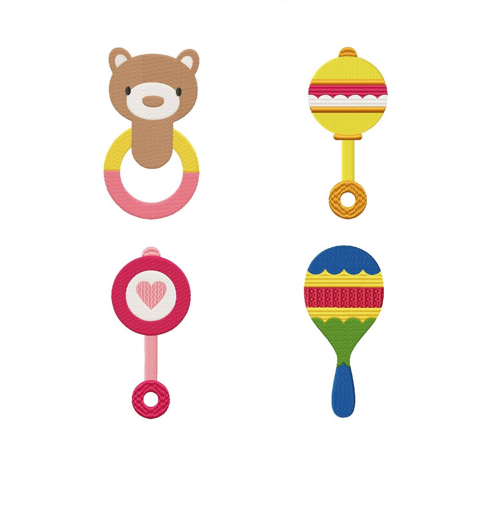 Baby Rattle Embroidery Designs 4x4 Hoop 5x7 Hoop Baby Etsy
