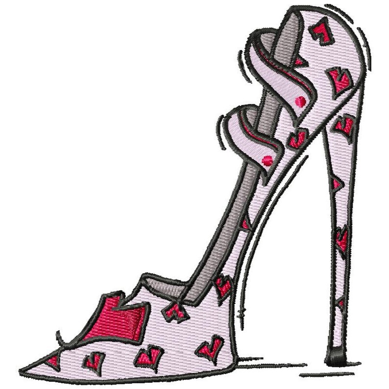 Shoe embroidery design valentine embroidery design 2 sizes  etsy