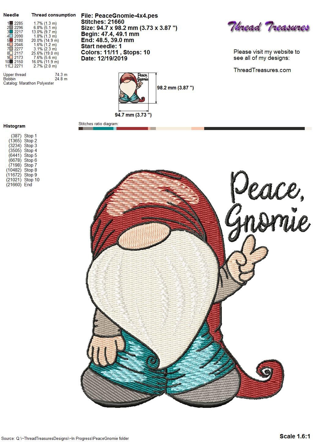 Gnome embroidery design 2 sizes included  etsy Gnome embroidery design 2 sizes included  etsy