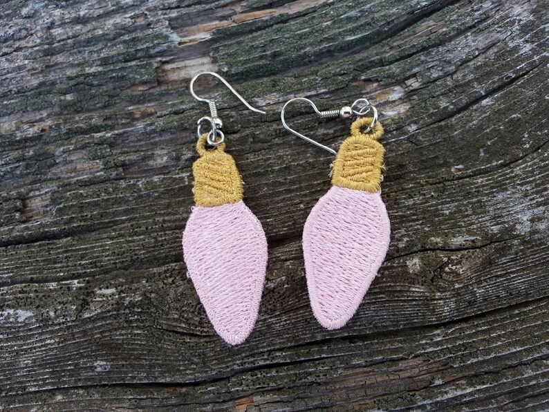 FSL Christmas Light Bulb Earrings Embroidery Design Etsy