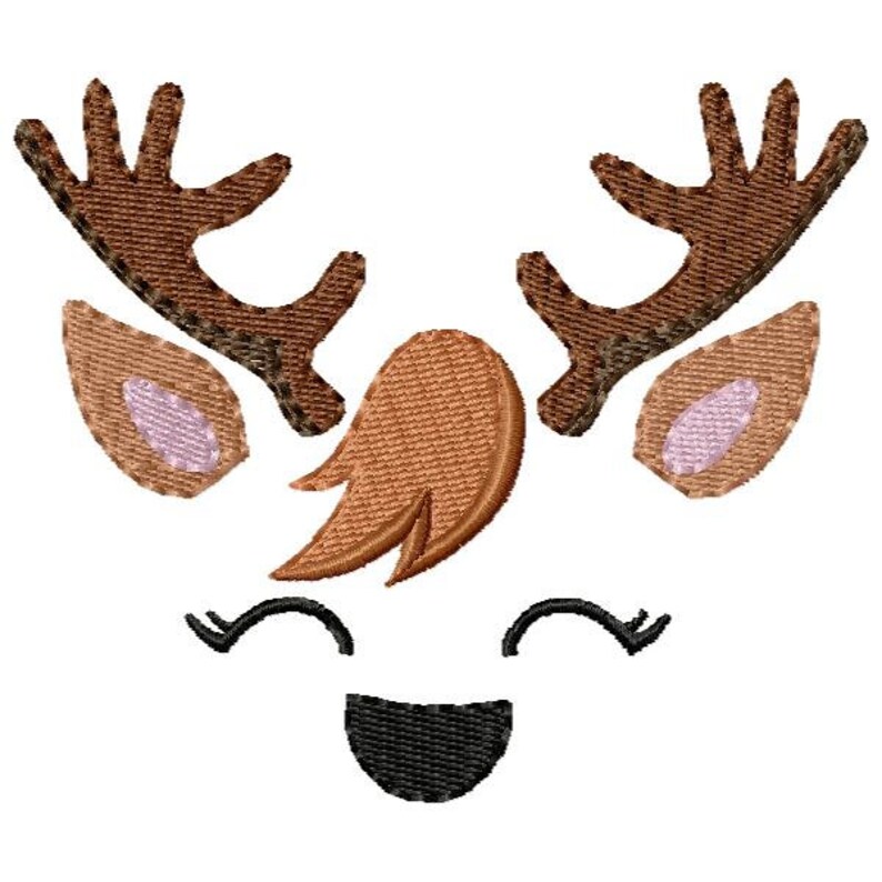 Cute Reindeer Faces Machine Embroidery Design Set Multiple Etsy