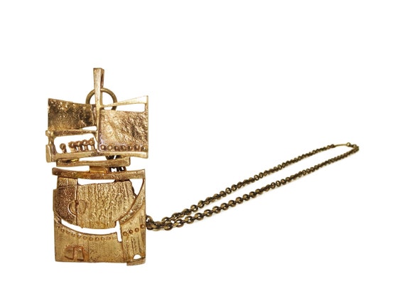 Modernist Brutalist Jorma Laine Bronze Necklace Tu