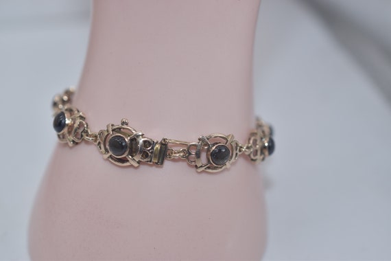 Vintage 10k Gold Black Star Sapphire Bracelet - image 3