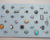 Lot of 36 Sterling Silver Rings for Resale, Signed, Tested, Turquoise, Opal, Amethyst, Tiger's Eye & More.