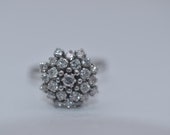 14k White Gold Diamond Cluster ring Size 10.5 1.1 TS TW