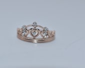 10k Rose Gold Diamond Crown Tiara Ring