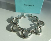 Vintage Tiffany & Co Open Hearts Bracelet 1" hearts 8"