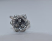 Textured 14k White Gold Diamond Fashion Ring