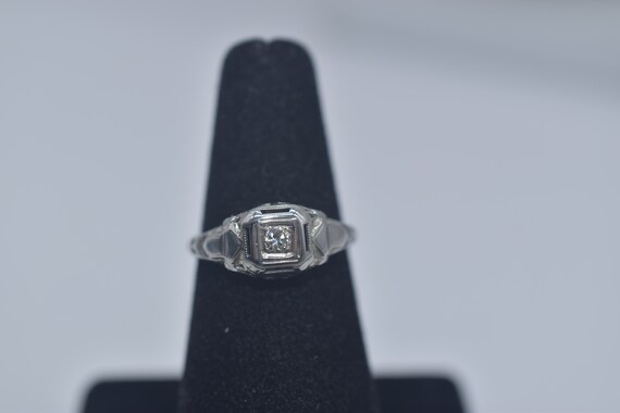 Sweet Antique 18k White Gold Art Deco Era Diamond… - image 3