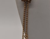 Antique 14k Gold Pocket Watch Chain w/ Seed Pearls, Enamel & Tassle