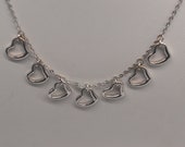 14k White Gold Open Hearts Charm Necklace