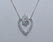 Sweet Vintage 14k White Gold Diamond Heart Pendant 1.05 CTS TW