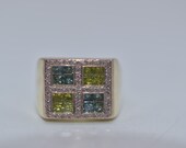 14k Gold Blue Topaz Diamond Men's Pinky Ring 22.8 grams