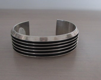 Sterling Silver Southwestern Wide Rails Cuff Bracelet 6.25