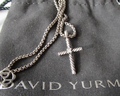 Sterling Silver David Yurman Cable Diamond Cross