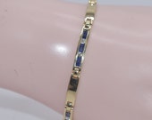 18k Gold Diamond & Sapphire Tennis Bracelet 7"