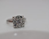 14k White Gold.75 CTS TW Diamond Cluster Ring